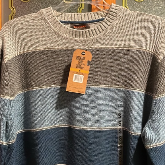 Men’s. Dockers sweater. Blue/gray stripes. Size small. New with tags. - Picture 2 of 4